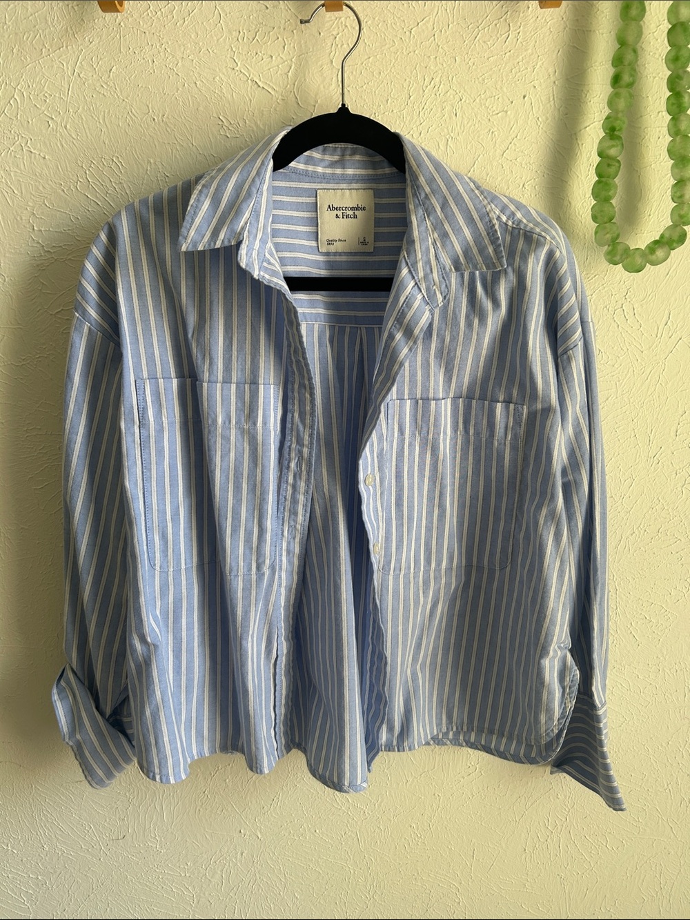Abercrombie & Fitch Cropped Striped Button-Down Shirt